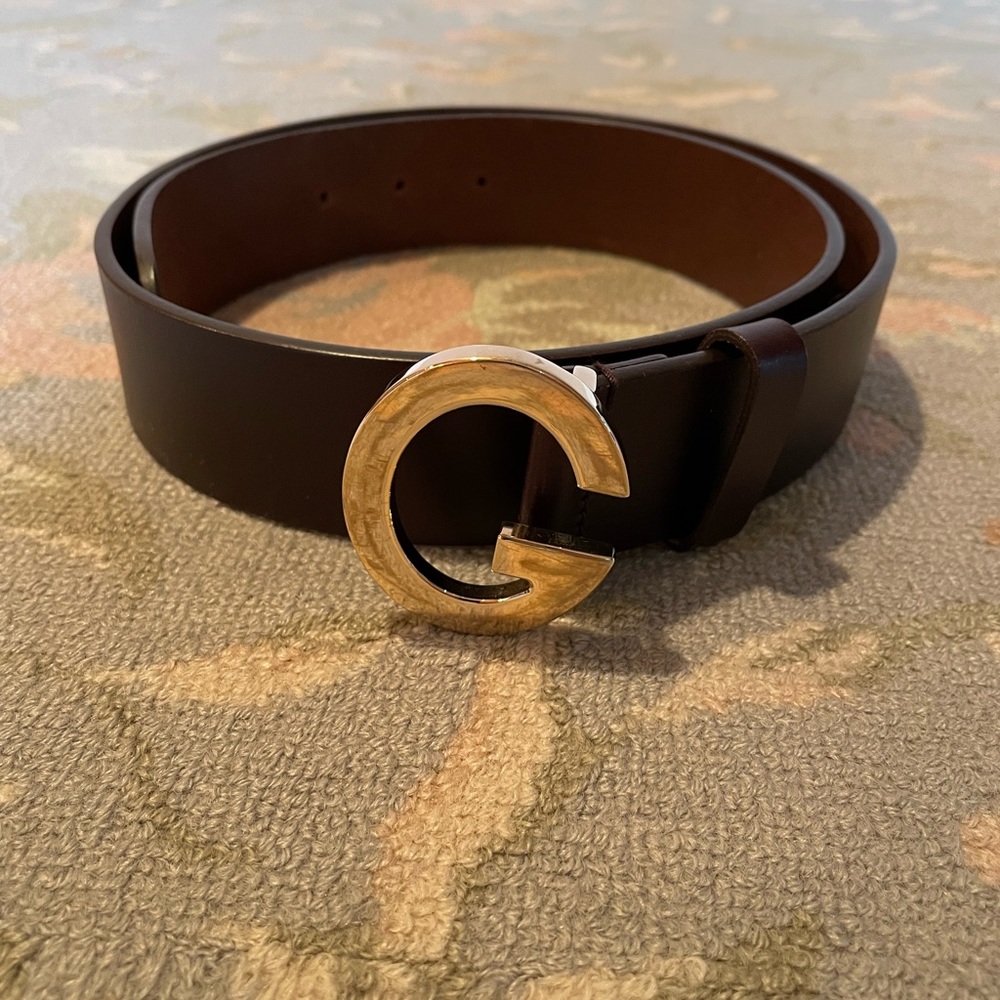 Gucci Brown Leather Belt Single Gold G Logo